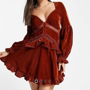 ASOS Rust Mini Dress with Lace Details
